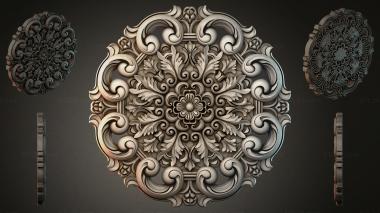 Round decor, rosettes Round rosette with swirls and floral ornament 3d model
