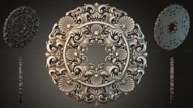 Round decor, rosettes Round panel with scrolls and shells in Baroque style 3d model
