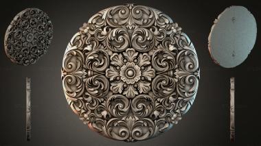 Round decor, rosettes Round panel with volutes and a floral medallion 3d model