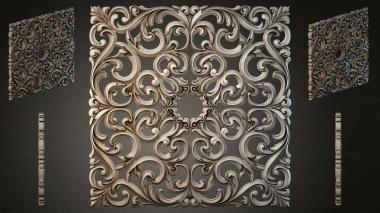 Round decor, rosettes Panel with Baroque scrolls and carved spirals 3d model