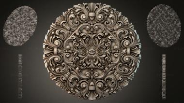 Round decor, rosettes Cartouche with scrolls and rosettes in Baroque style 3d model