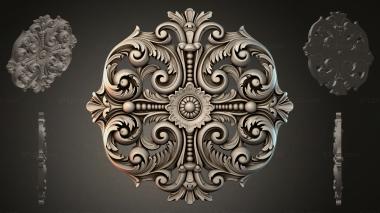 Round decor, rosettes Square ornament with swirls and a central flower 3d model