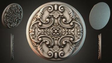 Round decor, rosettes Round rosette with volutes and acanthus leaves 3d model