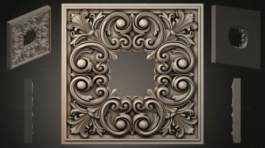 Round decor, rosettes Baroque panel with volutes and acanthus leaves 3d model