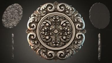 Round decor, rosettes Round rosette with acanthus scrolls and spiral leaves 3d model