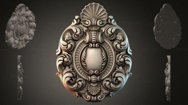 Round decor, rosettes Oval cartouche with shell and volutes 3d model