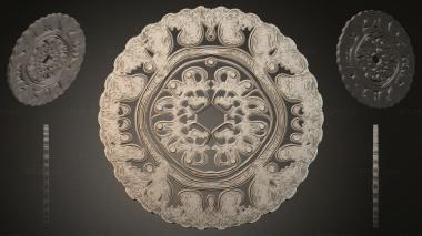 Round decor, rosettes Square panel with floral pattern and central rosette 3d model