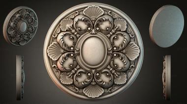 Round decor, rosettes Round medallion with symmetrical floral ornament and a central oval 3d model