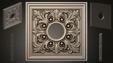 Round decor, rosettes Ceiling coffer with rosette and acanthus leaves 3d model