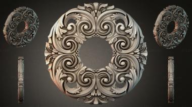 Round decor, rosettes Round rosette with volutes and curls in the classical style 3d model