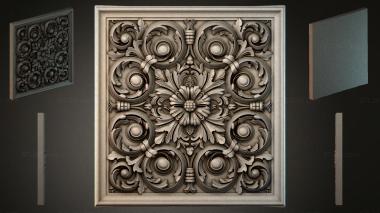 Round decor, rosettes Panel with rosettes and spirals in the classical style 3d model