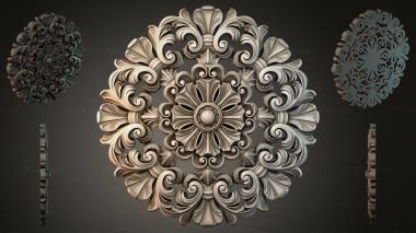 Round decor, rosettes Round rosette with spirals and a central flower 3d model
