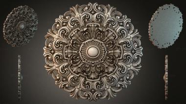 Round decor, rosettes Ceiling rosette with acanthus scrolls and a central sphere 3d model