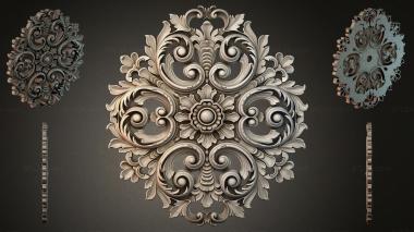 Round decor, rosettes Baroque rosette with volutes and acanthus leaves 3d model