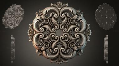 Round decor, rosettes Cartouche with volutes and vegetal scrolls 3d model