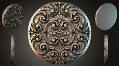 Round decor, rosettes Round rosette with climbing volutes and acanthus 3d model