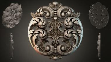 Round decor, rosettes Rosette with acanthus and spirals 3d model