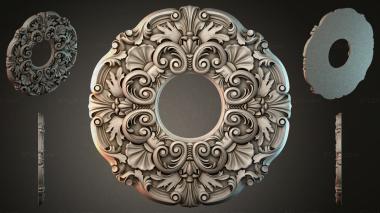 Round decor, rosettes Ceiling rosette with swirls and leaves 3d model