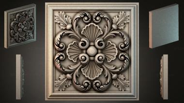 Round decor, rosettes Panel with cartouche and acanthus scrolls in Rocaille style 3d model