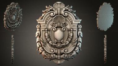 Round decor, rosettes Cartouche with scrolls and a shell 3d model
