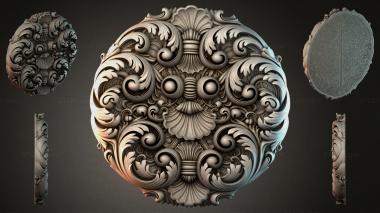 Round decor, rosettes Round rosette with scrolls and shells 3d model