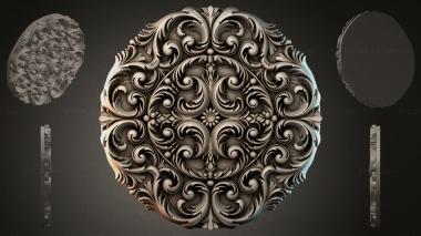 Round decor, rosettes Round ornamental insert with volutes and spirals 3d model