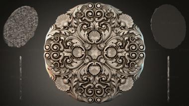 Round decor, rosettes Round rosette with scrolls and shells 3d model