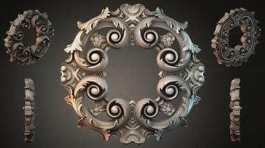 Round decor, rosettes Spiral rosette with volutes and acanthus 3d model