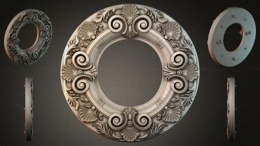 Round decor, rosettes Round facade medallion with volutes and shells 3d model