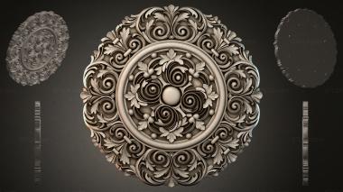 Round decor, rosettes Round medallion with volutes and balls 3d model