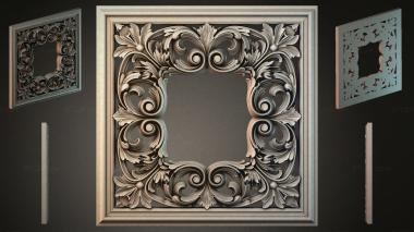 Round decor, rosettes Frame panel with scrolls and leaves 3d model