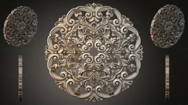 Round decor, rosettes Carved ceiling medallion with a symmetrical floral pattern 3d model