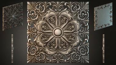 Round decor, rosettes Rosette with a central sphere and acanthus scrolls 3d model