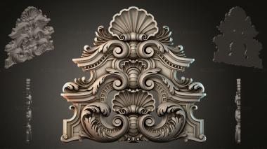 Round decor, rosettes Architectural cartouche with volutes and shell 3d model