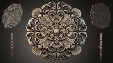 Round decor, rosettes Architectural cartouche with scrolls and shells 3d model