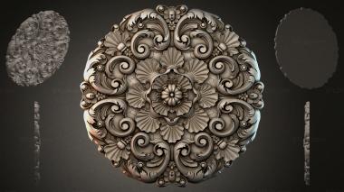 Round decor, rosettes Round rosette with volutes and fan leaves 3d model