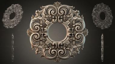 Round decor, rosettes Baroque rosette with double spirals and foliate ornament 3d model
