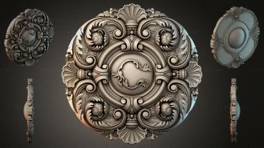 Round decor, rosettes Medallion with a Renaissance-style profile 3d model