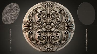 Round decor, rosettes Round panel with symmetrical volutes and acanthus leaves 3d model