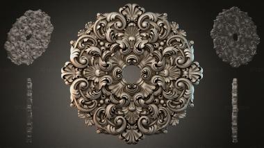 Round decor, rosettes Square rosette with scrolls and shells 3d model