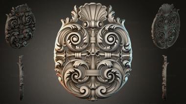 Round decor, rosettes Cartouche with scrolls and Baroque shells 3d model