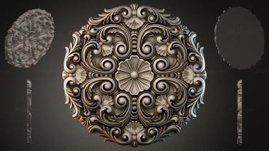 Round decor, rosettes Round panel with volutes and sinks 3d model