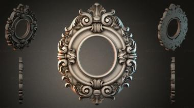 Round decor, rosettes Oval frame with volutes and cartouche 3d model