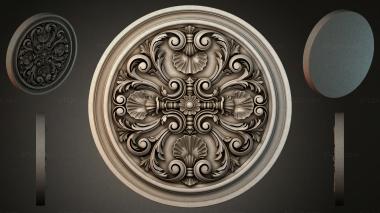 Round decor, rosettes Ceiling medallion with acanthus scrolls and shell 3d model