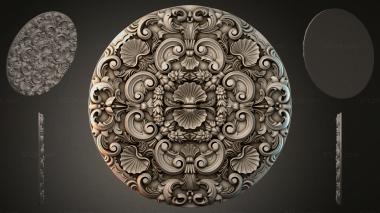 Round decor, rosettes Round medallion with swirls and floral elements 3d model