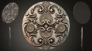 Round decor, rosettes Round panel with acanthus and volutes 3d model