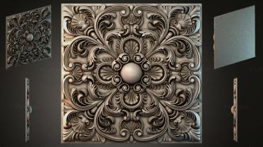 Round decor, rosettes Classic bas-relief with scrolls and a central sphere 3d model