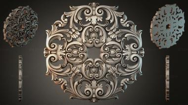 Round decor, rosettes Carved shield with volutes and palmettes 3d model