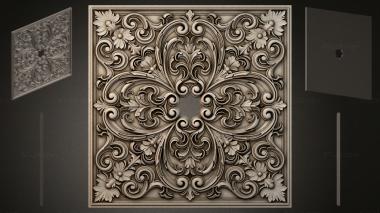 Round decor, rosettes Panel with volutes and floral motifs 3d model