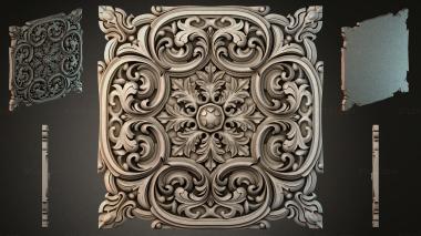 Round decor, rosettes Panel with scrolls and a central medallion 3d model